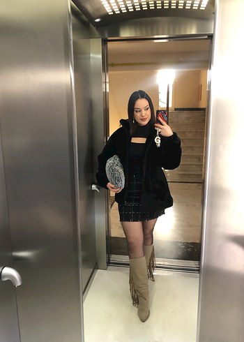 Bej Süet Püsküllü Bohem Dizüstü Çizme - Görsel 7