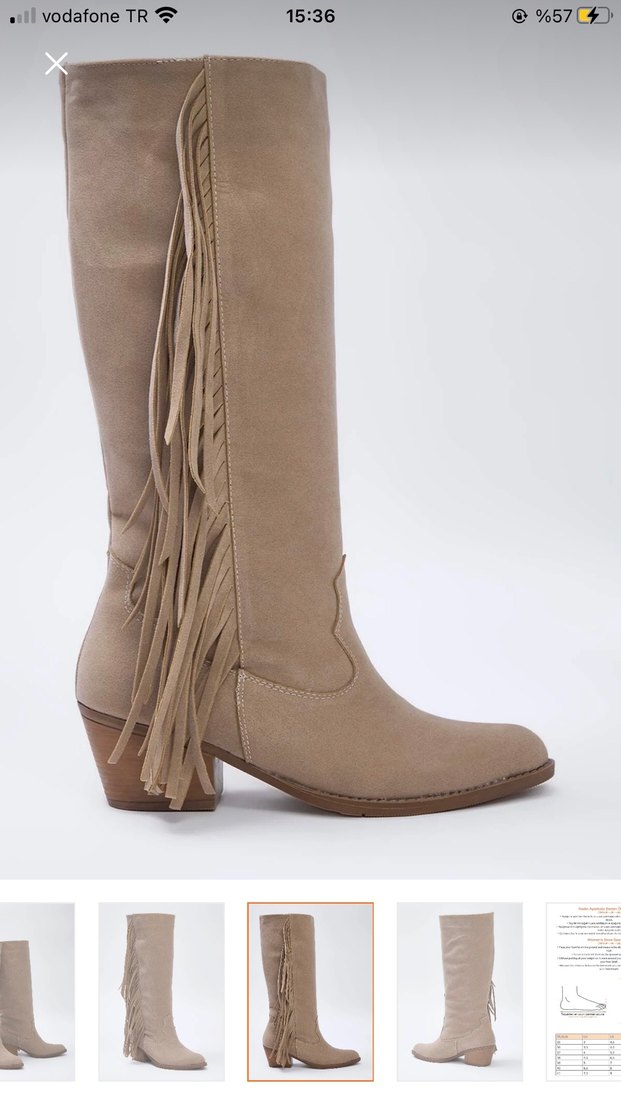 Bej Süet Püsküllü Bohem Dizüstü Çizme - Görsel 5