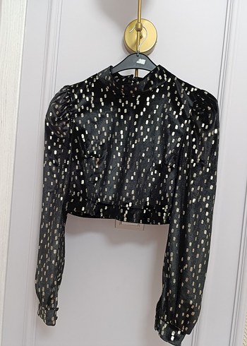 TrendYol Siyah altın sarılı crop - Görsel 5