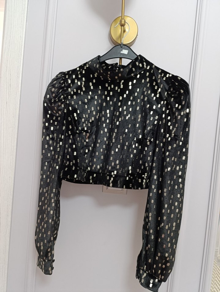 TrendYol Siyah altın sarılı crop - Görsel 5