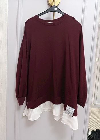 Bordo Piliseli Hamile Bluzu Uzun Kollu - Görsel 3