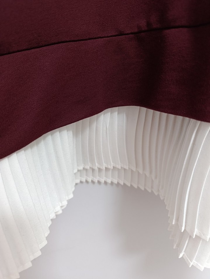 Bordo Piliseli Hamile Bluzu Uzun Kollu - Görsel 2