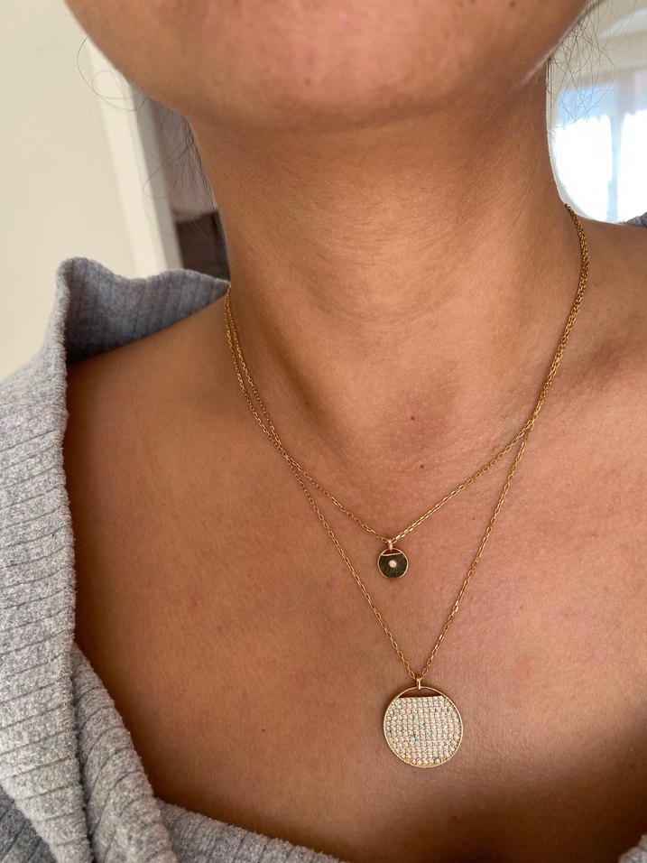 Swarovski Rose İki Sıralı Zincir Kolye - Görsel 2