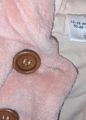 Düğmeli Pembe Kız Bebek mont 12-18 Ay - Görsel 2