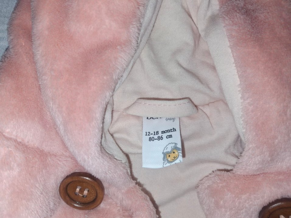 Düğmeli Pembe Kız Bebek mont 12-18 Ay - Görsel 4