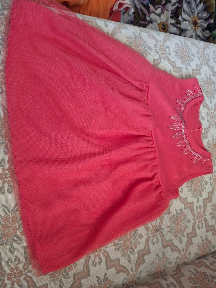 İnci Detaylı Pembe Kız Çocuk Elbisesi - Görsel 3