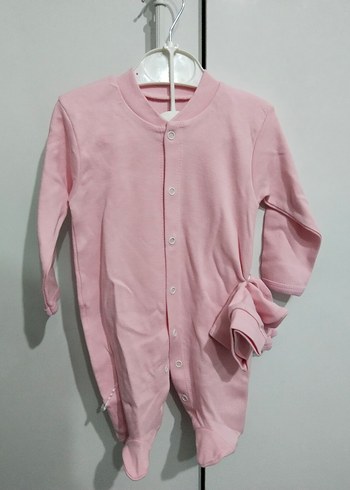 Uzun Kollu Düğmeli Pembe Bebek Tulum