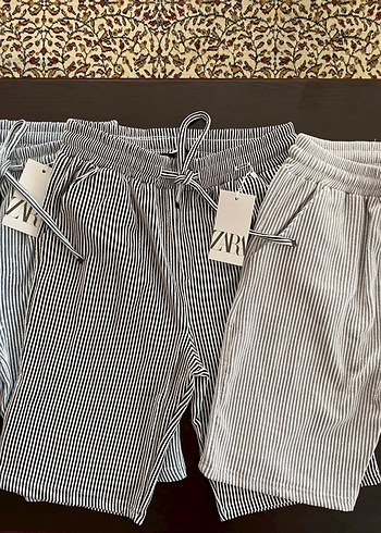 Çizgili Beli Lastikli Zara Model Erkek Şort