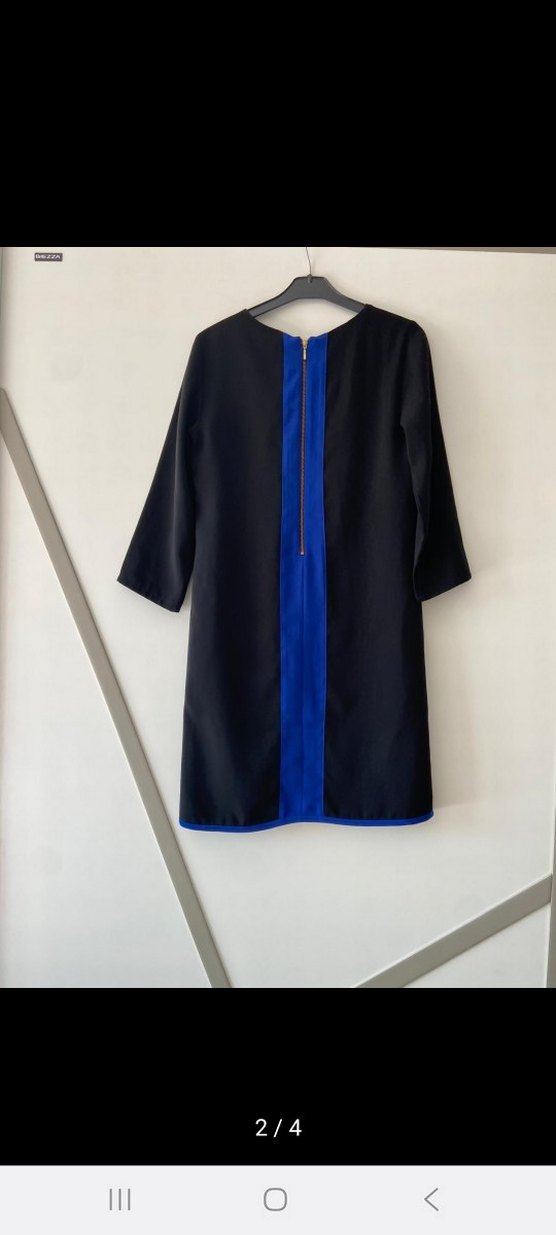 Mavi Çizgili Uzun koton elbıse - Görsel 2