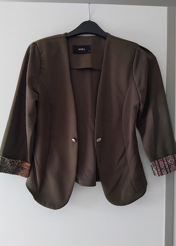 Diğer Düğmeli haki Kısa Kadın Blazer Ceket