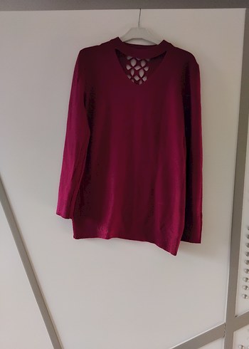 xl Beden Bordo Kadın Triko Uzun Kollu Kazak