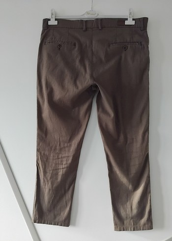 xl Beden Kahverengi Kemerli Keten Erkek Pantolon