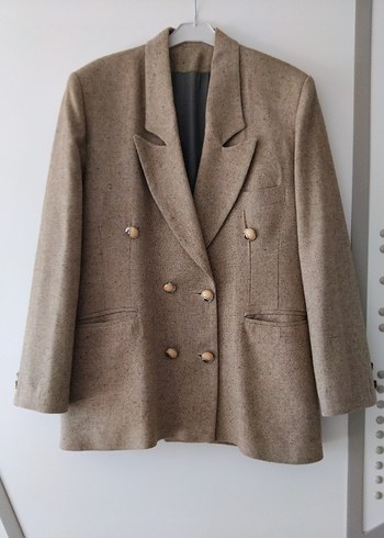 42 Beden camel Renk Bej Düğmeli Kadın Yün Blazer Ceket
