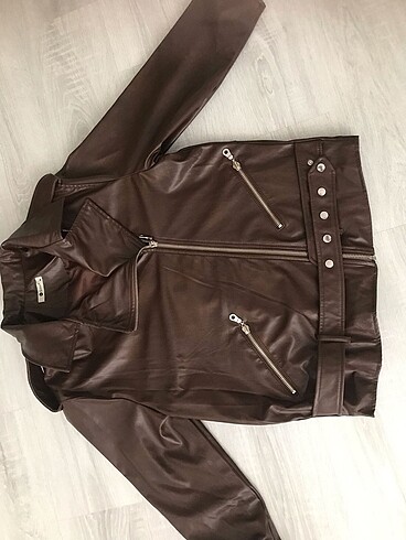 On Fashion Kahverengi deri ceket