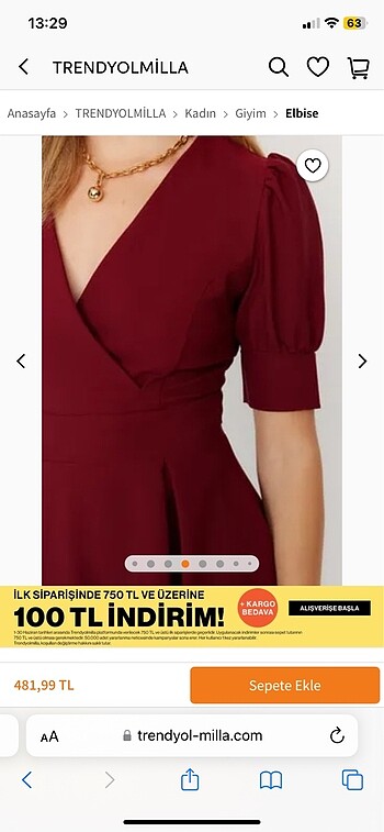 Bordo kruvaze yaka elbise - Görsel 3