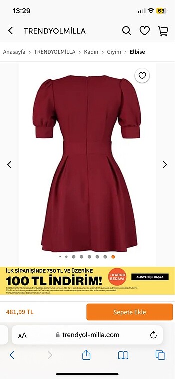 Bordo kruvaze yaka elbise - Görsel 4