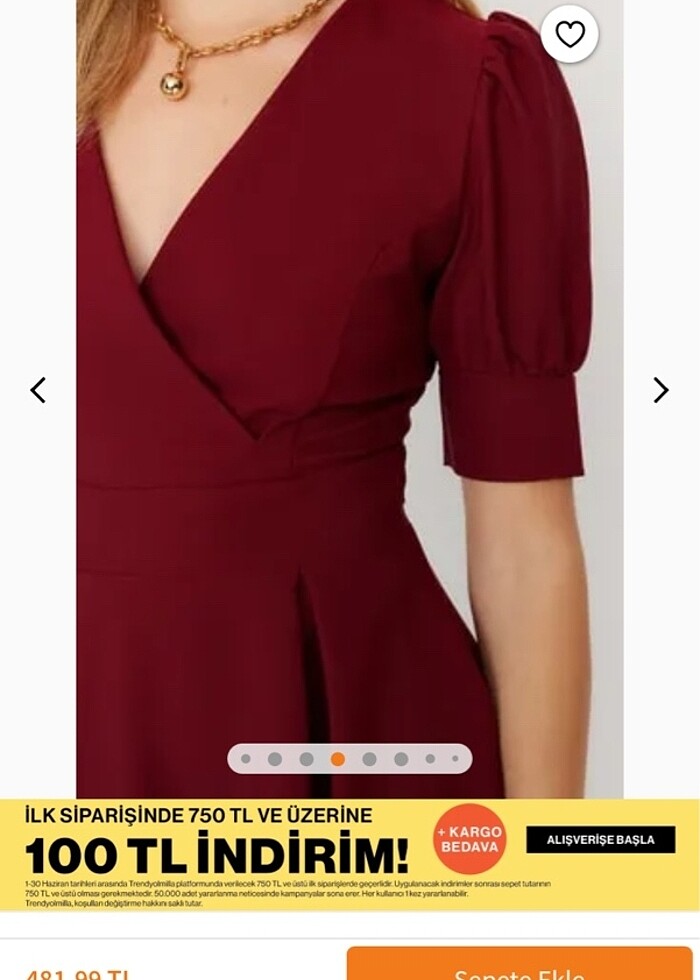 Bordo kruvaze yaka elbise - Görsel 3