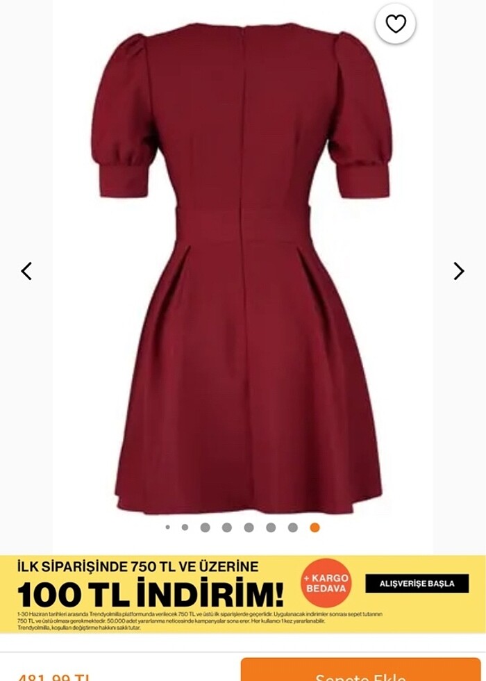 Bordo kruvaze yaka elbise - Görsel 4