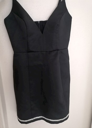 Siyah Mini V Yaka Goth Elbise - Görsel 8