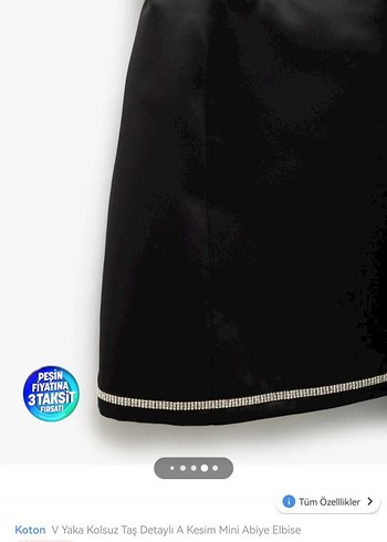 Siyah Mini V Yaka Goth Elbise - Görsel 3