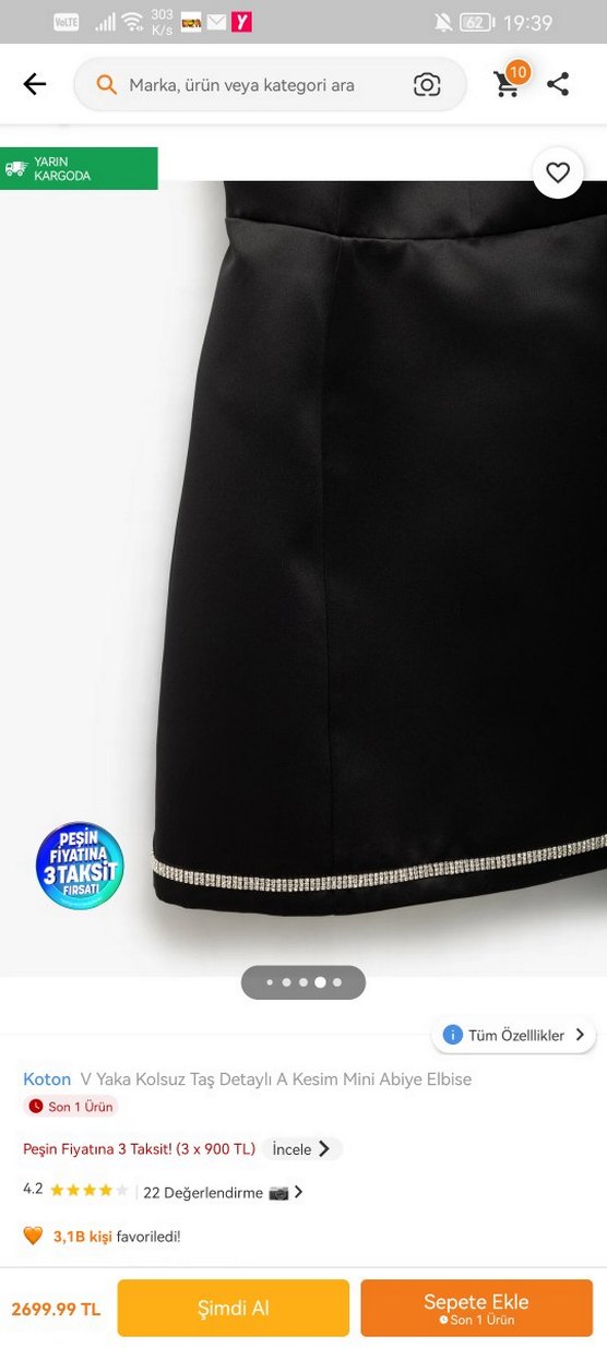 Siyah Mini V Yaka Goth Elbise - Görsel 3