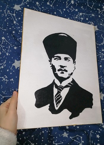 Siyah beyaz Atatürk portresi tablo - Görsel 4