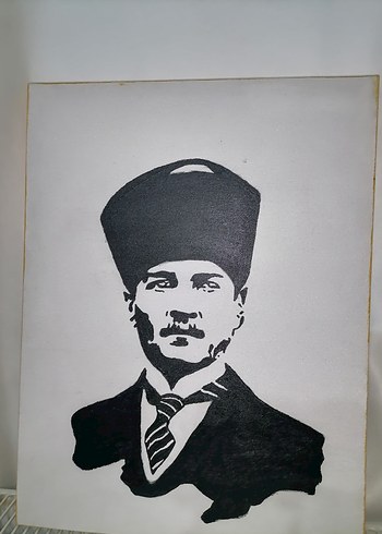 Siyah beyaz Atatürk portresi tablo - Görsel 2