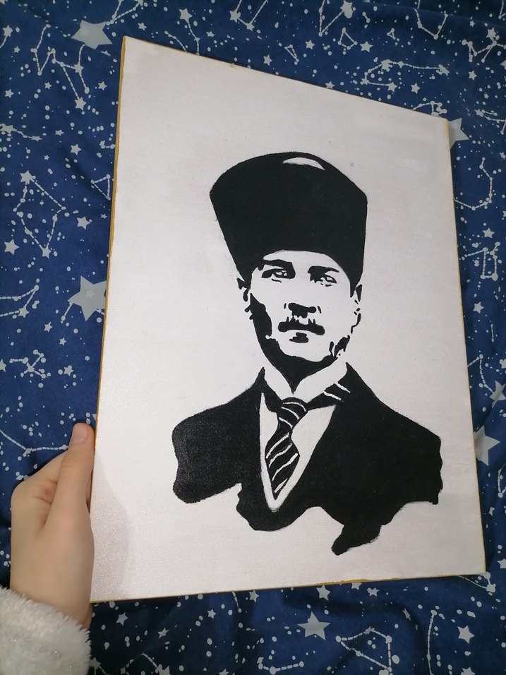 Siyah beyaz Atatürk portresi tablo - Görsel 4