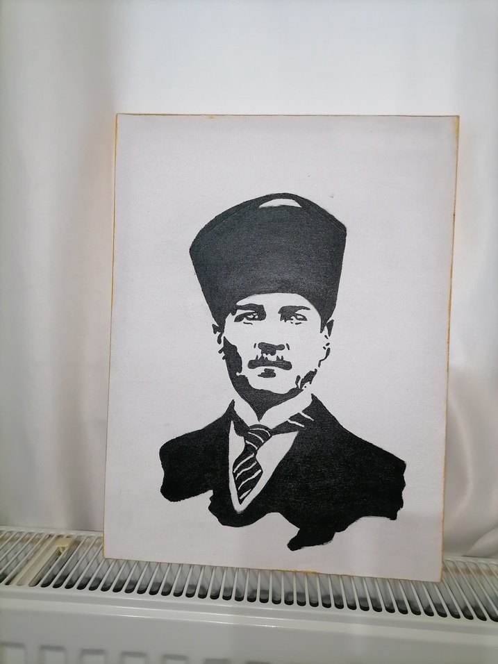 Siyah beyaz Atatürk portresi tablo - Görsel 3