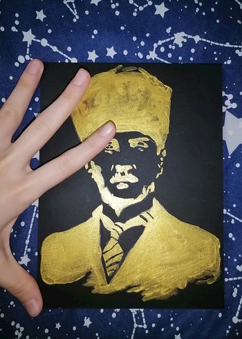 Altın Renkli Sanat Tablosu gazi Mustafa Kemal Atatürk - Görsel 3