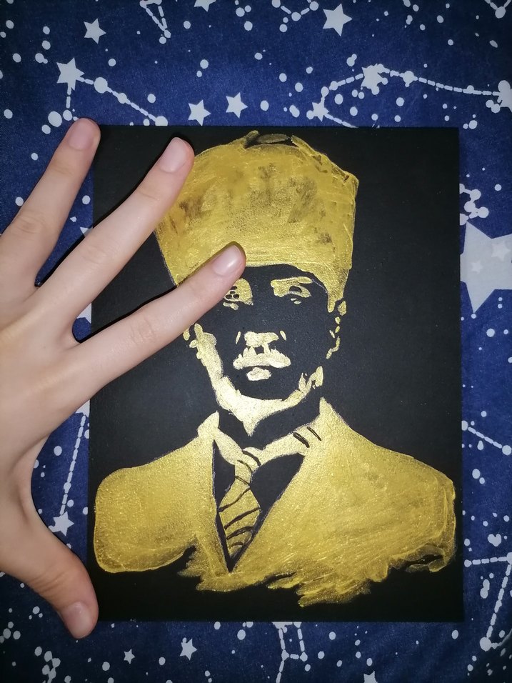 Altın Renkli Sanat Tablosu gazi Mustafa Kemal Atatürk - Görsel 3