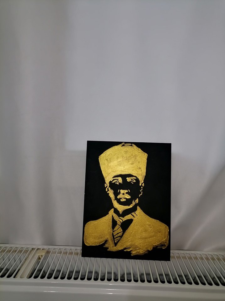 Altın Renkli Sanat Tablosu gazi Mustafa Kemal Atatürk - Görsel 2