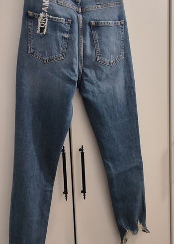 Kadın Mavi Denim Kemerli Jean - Görsel 8