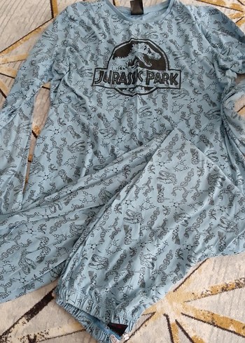 Gri Jurassic Park Baskılı Erkek Pijama Takımı