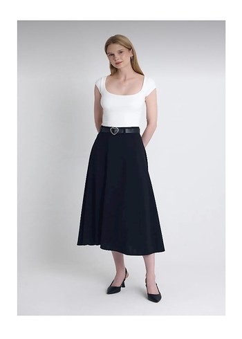 Kalp Tokalı Siyah Deri Kadın Kemer - Görsel 4