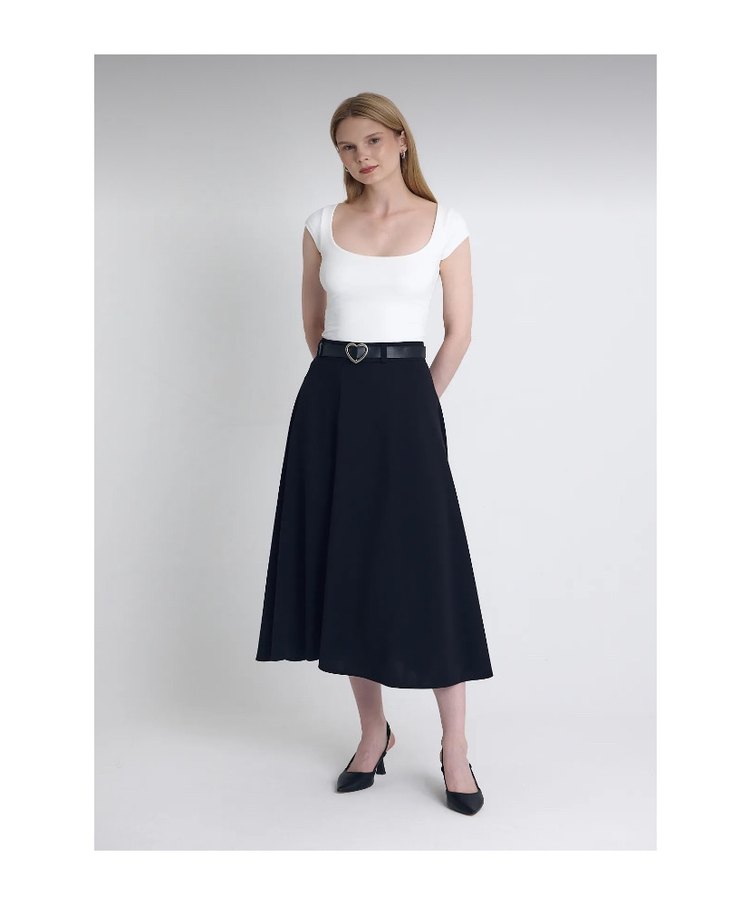 Kalp Tokalı Siyah Deri Kadın Kemer - Görsel 4