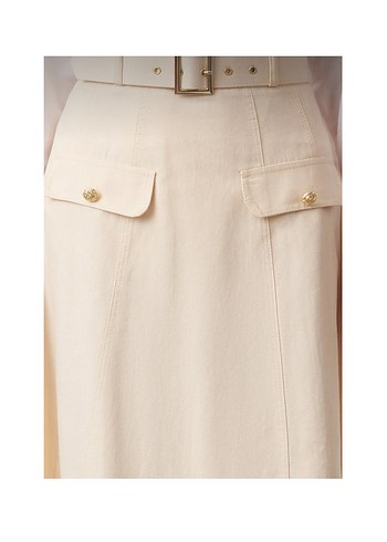 Bej Kemerli Uzun Pamuk Etek - Görsel 3