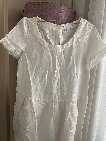 Massimo Dutti Beymen Cepli Linen Blend Pamuklu Elbise