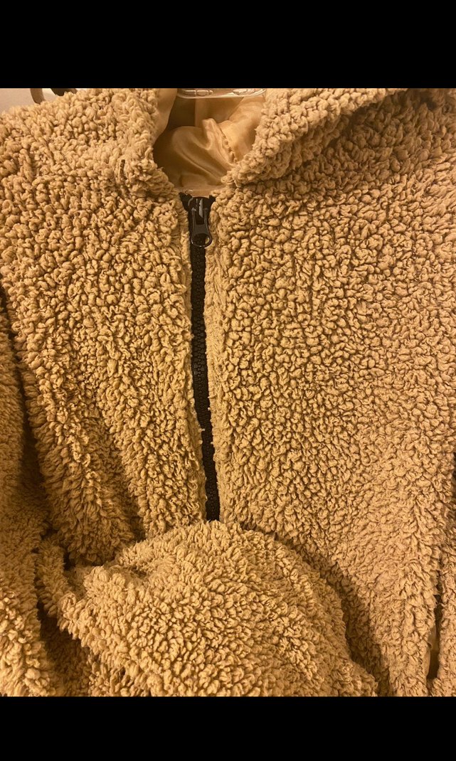 Kahverengi Peluş Kapüşonlu Kadın Ceket - Görsel 2