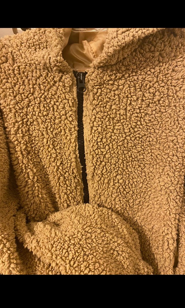 Kahverengi Peluş Kapüşonlu Kadın Ceket - Görsel 3