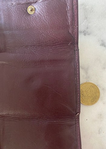 Bordo Hakiki Deri Kadın Cüzdanı Tokalı - Görsel 2