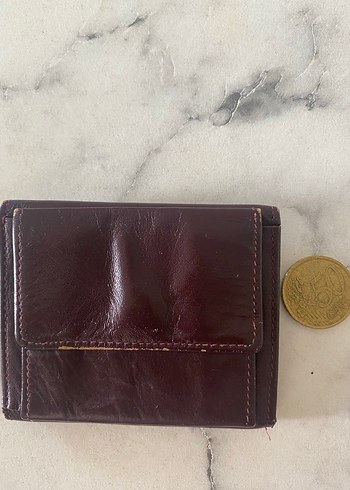 Bordo Hakiki Deri Kadın Cüzdanı Tokalı - Görsel 3