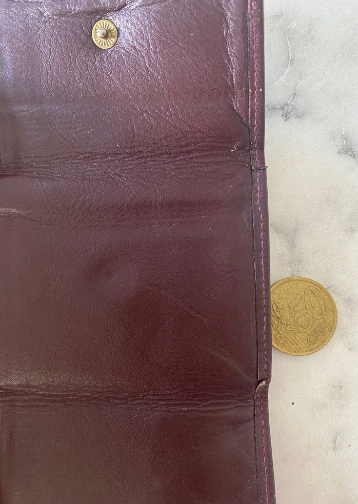 Bordo Hakiki Deri Kadın Cüzdanı Tokalı - Görsel 2