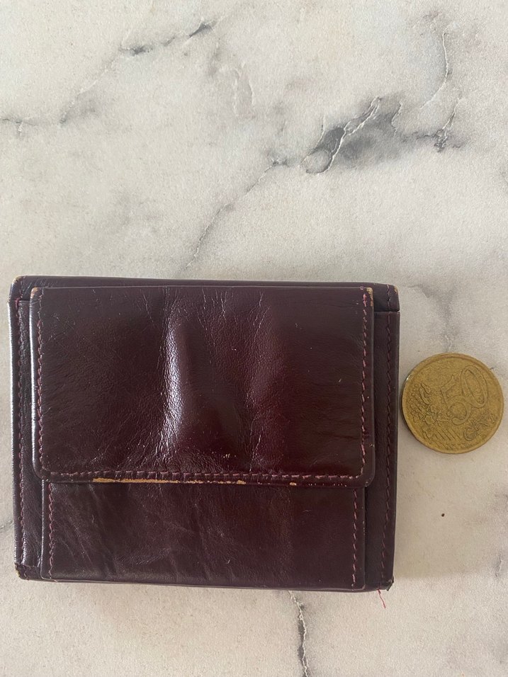 Bordo Hakiki Deri Kadın Cüzdanı Tokalı - Görsel 3