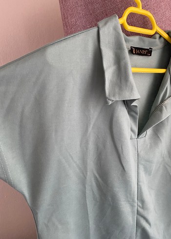 Kadın V Yaka Kısa Kollu Salaş Elbise - Görsel 6