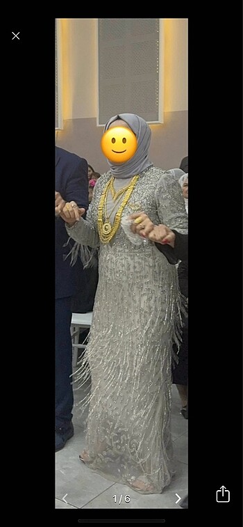 Ful cam boncuk işlemeli abiye bedende M yaziyor ama 44 beden de 