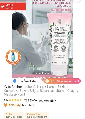 Yves Rocher Leke ve Kırışık Karşıtı Bitkisel uyku Maske 75ml - Görsel 6