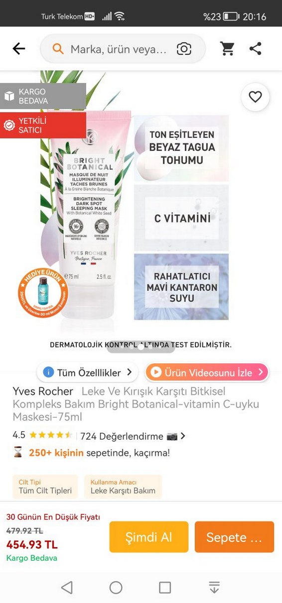 Yves Rocher Leke ve Kırışık Karşıtı Bitkisel uyku Maske 75ml - Görsel 4