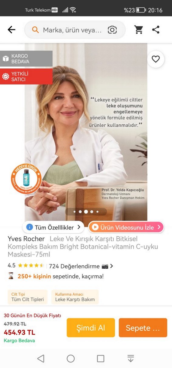 Yves Rocher Leke ve Kırışık Karşıtı Bitkisel uyku Maske 75ml - Görsel 5