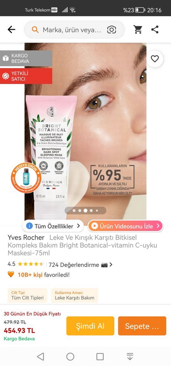 Yves Rocher Leke ve Kırışık Karşıtı Bitkisel uyku Maske 75ml - Görsel 3